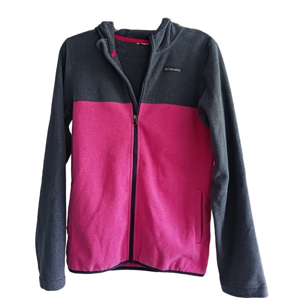 Columbia Fleece Jacket Size Small Pink and Gray Hooded‎